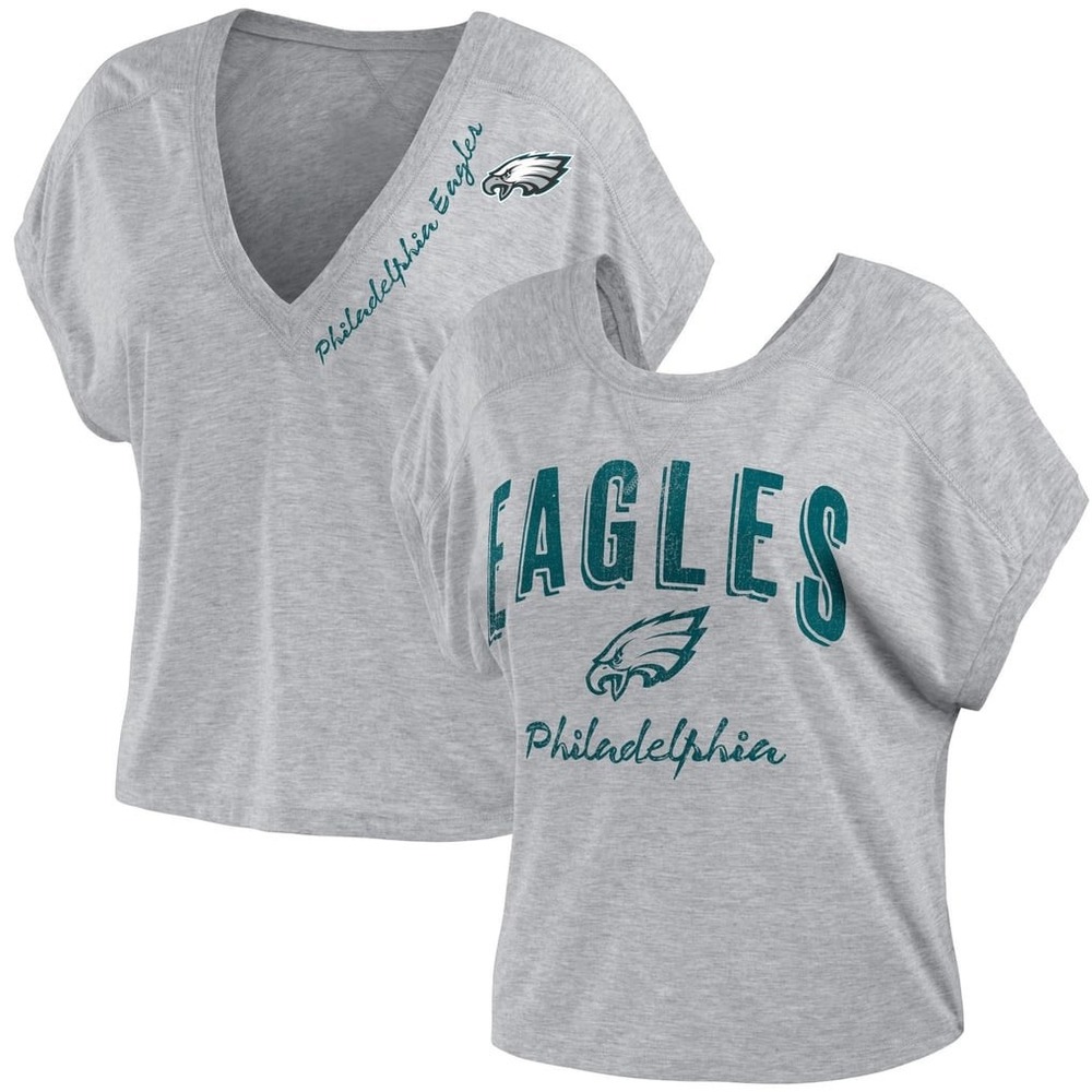 WEAR by Erin Andrews Philadelphia Eagles T-Shirt Womens S Gray Reversible NFL